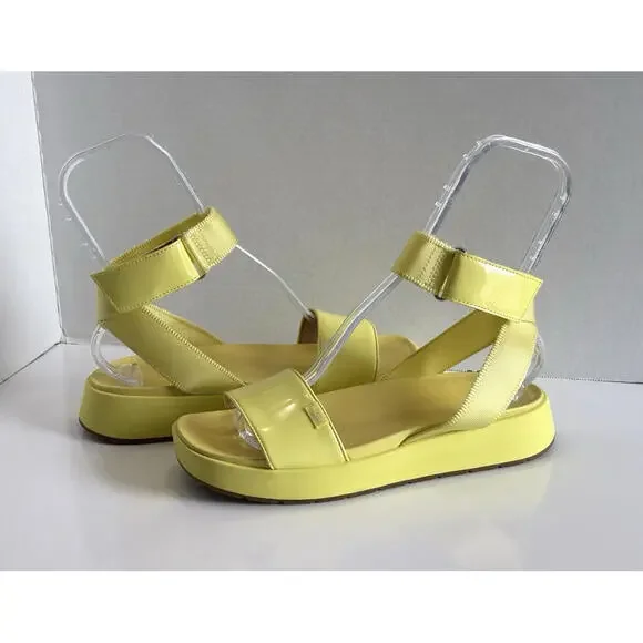 UGG Lennox Women's 9 Yellow Patent Leather Open Toe Ankle Strap Platform Sandals - Picture 1 of 16